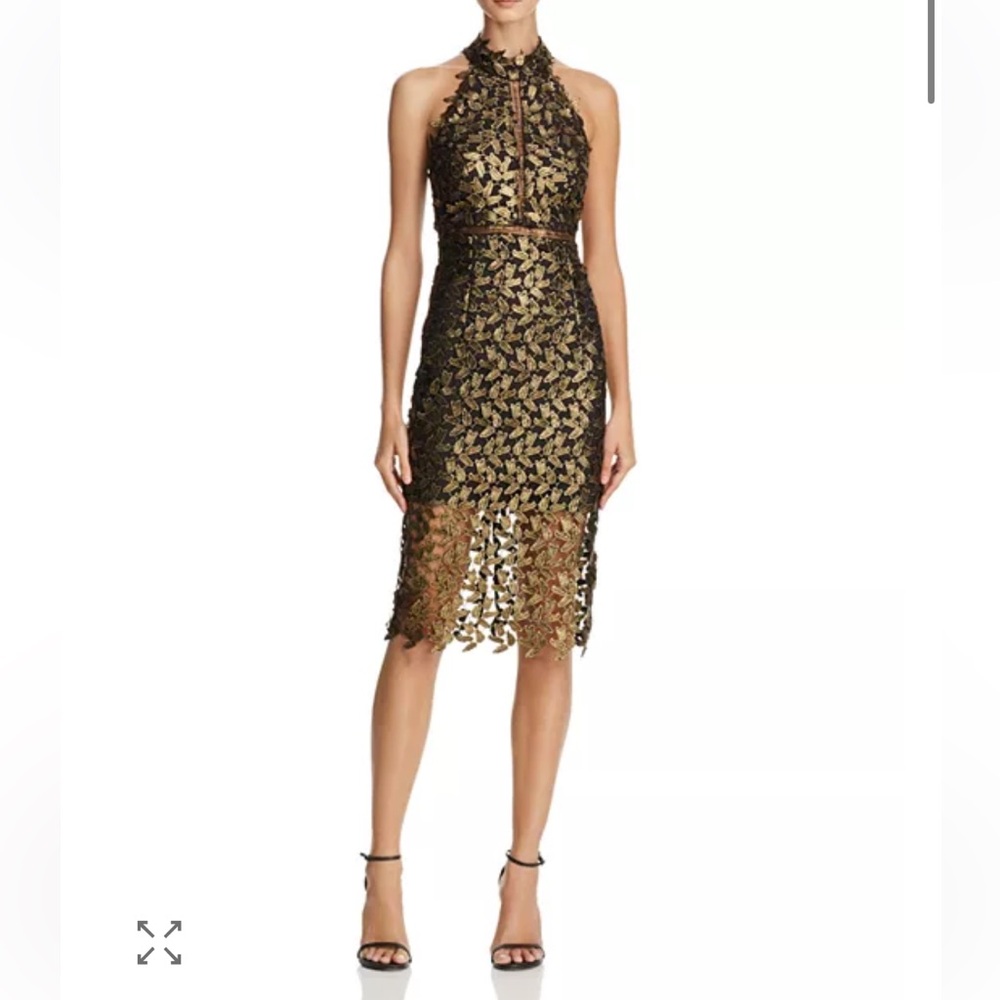 Bardot Metallic Gold Midi Dress
